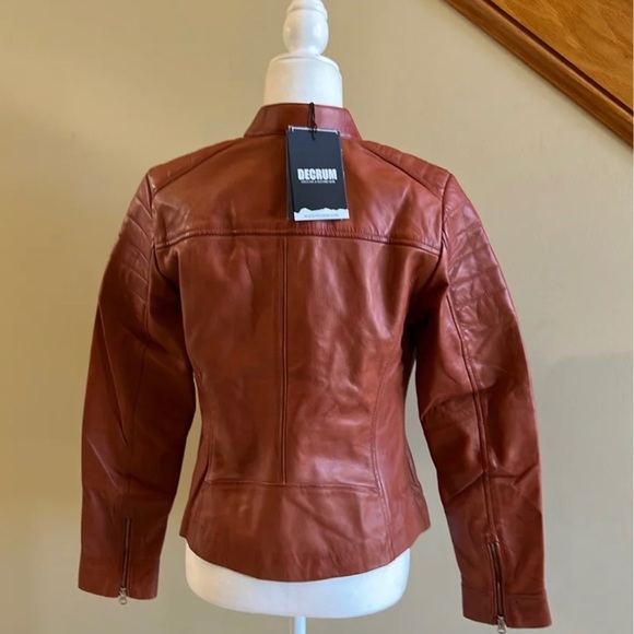 Decrum Leather Jacket Sz Medium Carrie Tan New With Tags - Picture 5 of 12